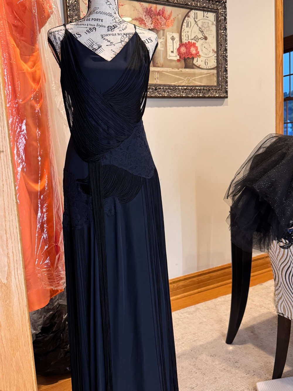 Haute Hippie Black Fringe Draped Maxi Dress - Picture 6 of 7